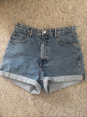 Zara Medium Blue Rolled-Hem Denim Shorts